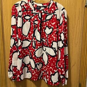 Liz Claiborne Red and White Floral Blouse
